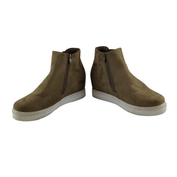 Womens Bootie High Top Sneaker Sz 10 Faux Suede Ankle Zipper - Picture 3 of 10